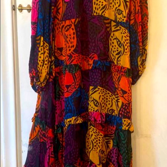 Farm Rio Women's Orange Midnight Leopards Maxi Dress - Picture 7 of 11